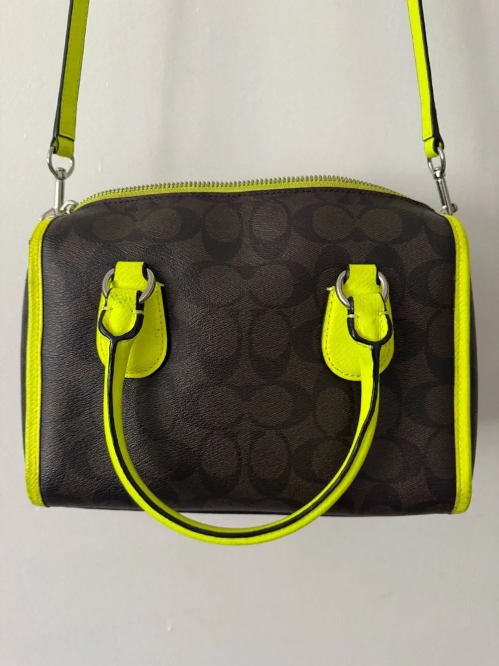 Coach Monogram Cross body with Neon Trim